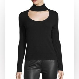 Diane von Furstenberg Black Wool/Cashmere Turtleneck Cutout Sweater M